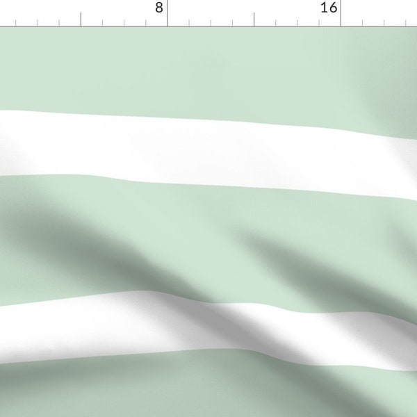 Green Stripe Curtain Panel - Wide Stripe Sea Foam Green by yellowelephant - Wide Stripe Striped Fabric Custom Curtain Panel by Spoonflower