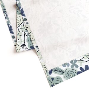 Blue Boho Floral Curtain Panel - Sage Green Floral Wilderness Large Scale Navy Blue Custom Curtain Panel - Flower Child Boho by roochita - image 7