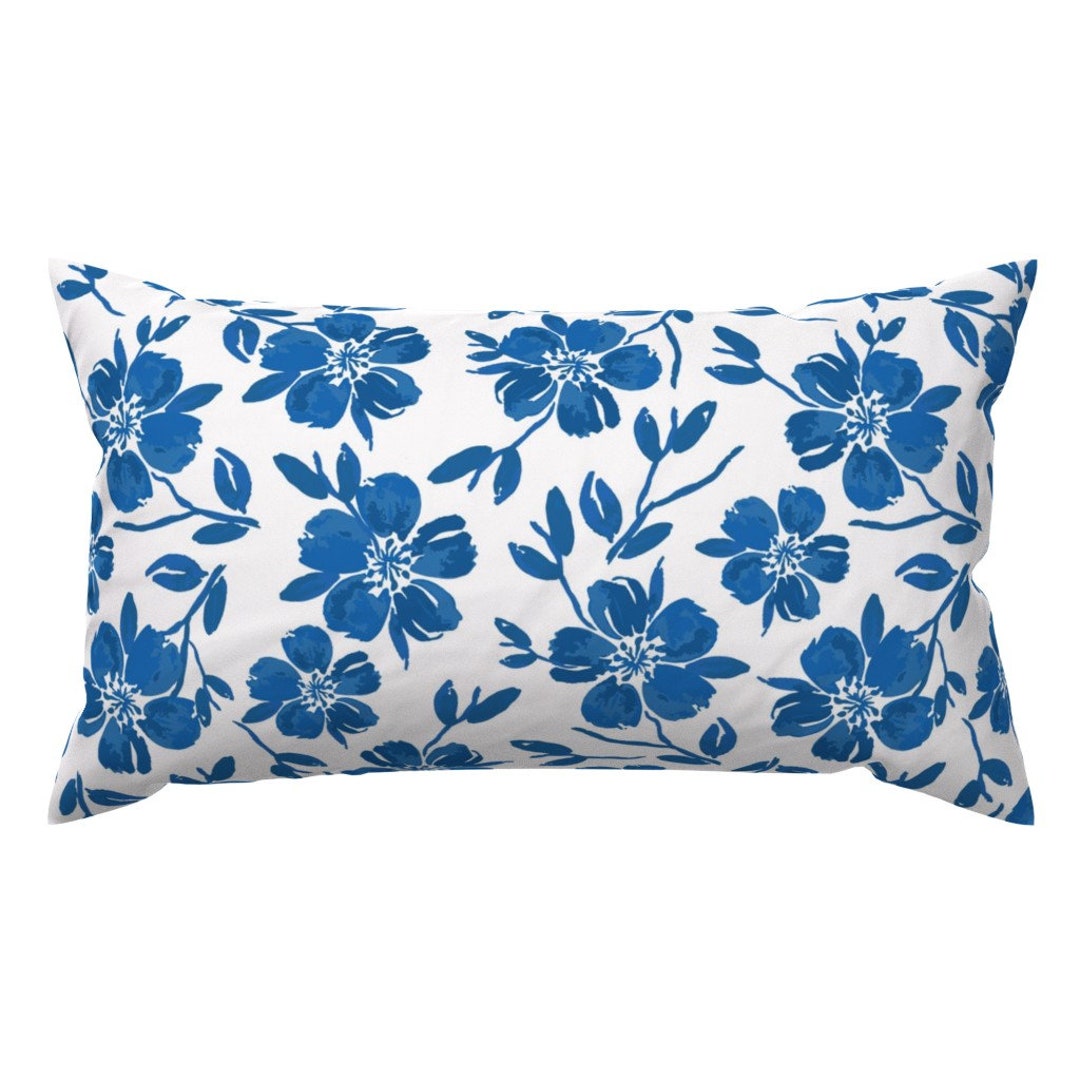 Floral Print Pillows, Pillows With Navy, Pillows With Blue, Farmhouse  Pillows, Modern Farmhouse Flowers, Hand-painted, Pillow Covers