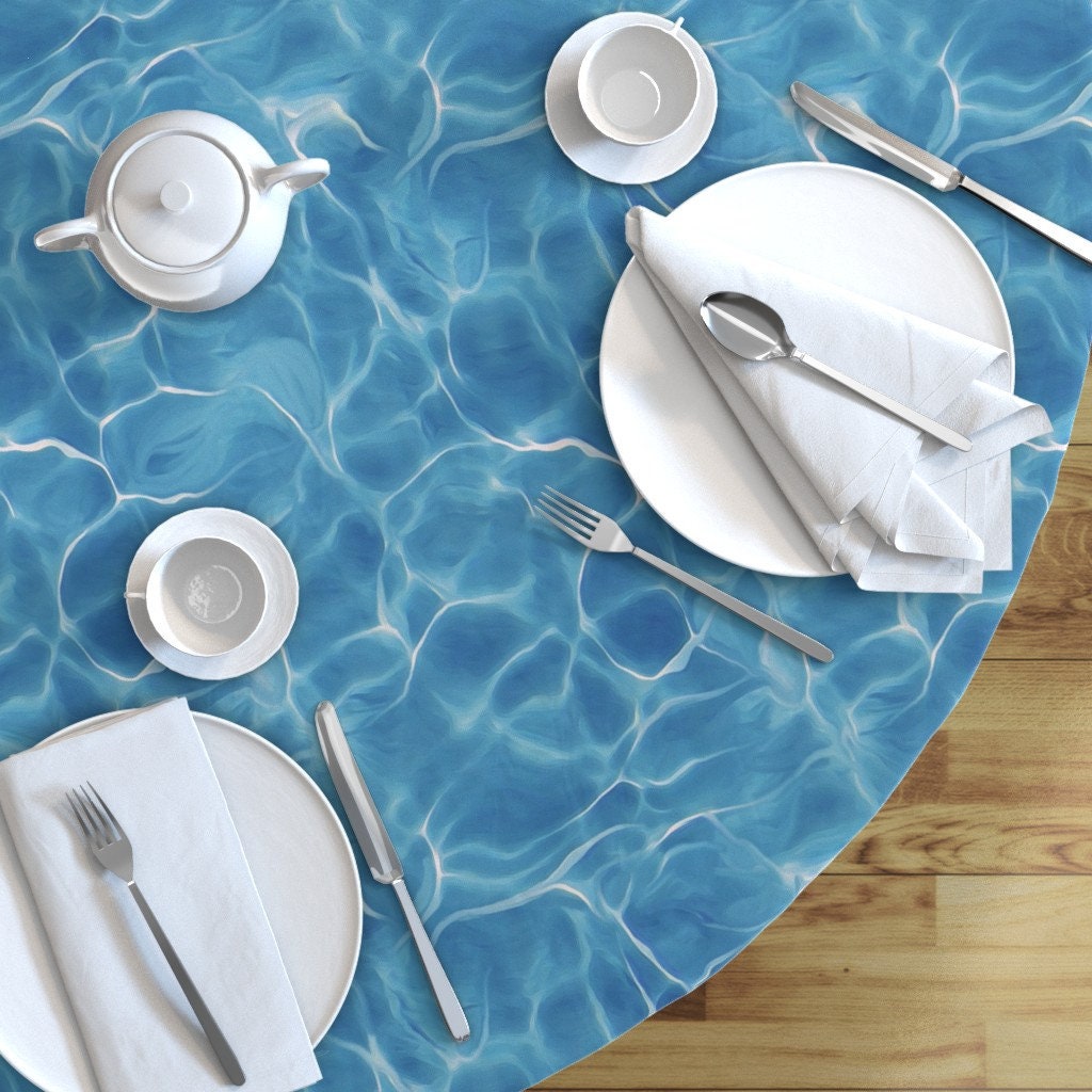 Water Round Tablecloth Dark Blue Ocean de lauriekentdesigns Etsy