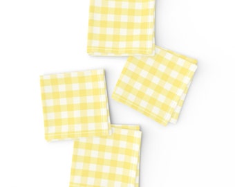 Yellow Cocktail Napkins (Set of 4) - Yellow Plaid by jokalodesigns - Plaid Buffalo Check Picnic Vintage Cloth Napkins by Spoonflower