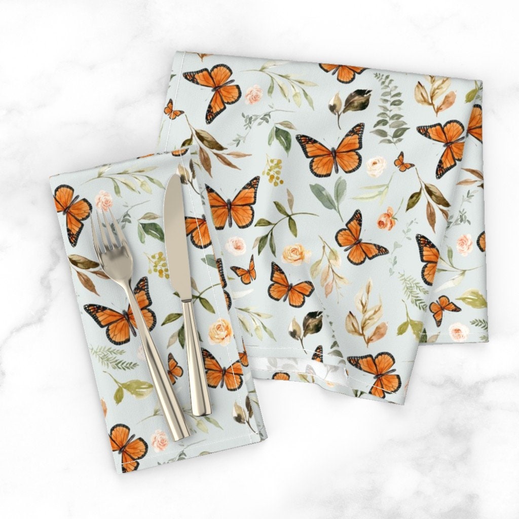 Discover Pale Blue Butterfly Botanical Spring Easter  Cloth Napkins Napkins