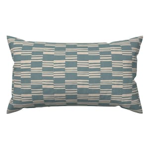 Blue Cream Stripe Accent Pillow - Aussi Teal by holli_zollinger - Farmhouse Boho Geometric Rectangle Lumbar Throw Pillow by Spoonflower