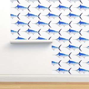 Sport Fishing Non-Pasted Wallpaper - Blue Marlin by combatfish -  Saltwater Marlin Billfish 8in Scale Wallpaper Double Roll by Spoonflower