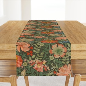 Vintage Botanical Table Runner - Art Nouveau Garden by hnldesigns - Arts And Crafts Art Nouveau Cotton Sateen Table Runner by Spoonflower