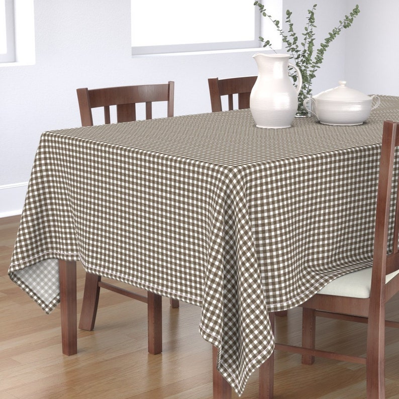 Rustic Farmhouse Tablecloth Gingham Natural by kristopher_k Etsy