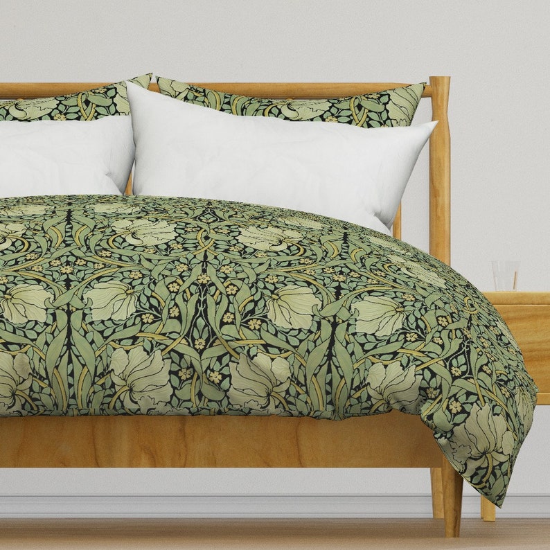 Victorian Floral Bedding Pimpernel by peacoquettedesigns Vintage Style Damask Cotton Sateen Duvet Cover OR Pillow Shams by Spoonflower image 1