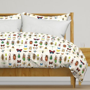 Insetos Cama - Os Suspeitos de Sempre por cecca - Insetos Besouros Borboletas Entomologia Capa de Edredom de Cetim de Algodão OU Fronhas por Spoonflower