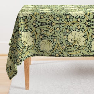 Victorian Floral Tablecloth - Pimpernel by peacoquettedesigns - Vintage Style Morris Inspired Damask Cotton Sateen Tablecloth by Spoonflower