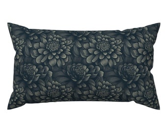 Moody Flowers Accent Pillow - Dark Floral by ibromodi -  Dark Botanical Romantic Modern Gothic Rectangle Lumbar Throw Pillow by Spoonflower