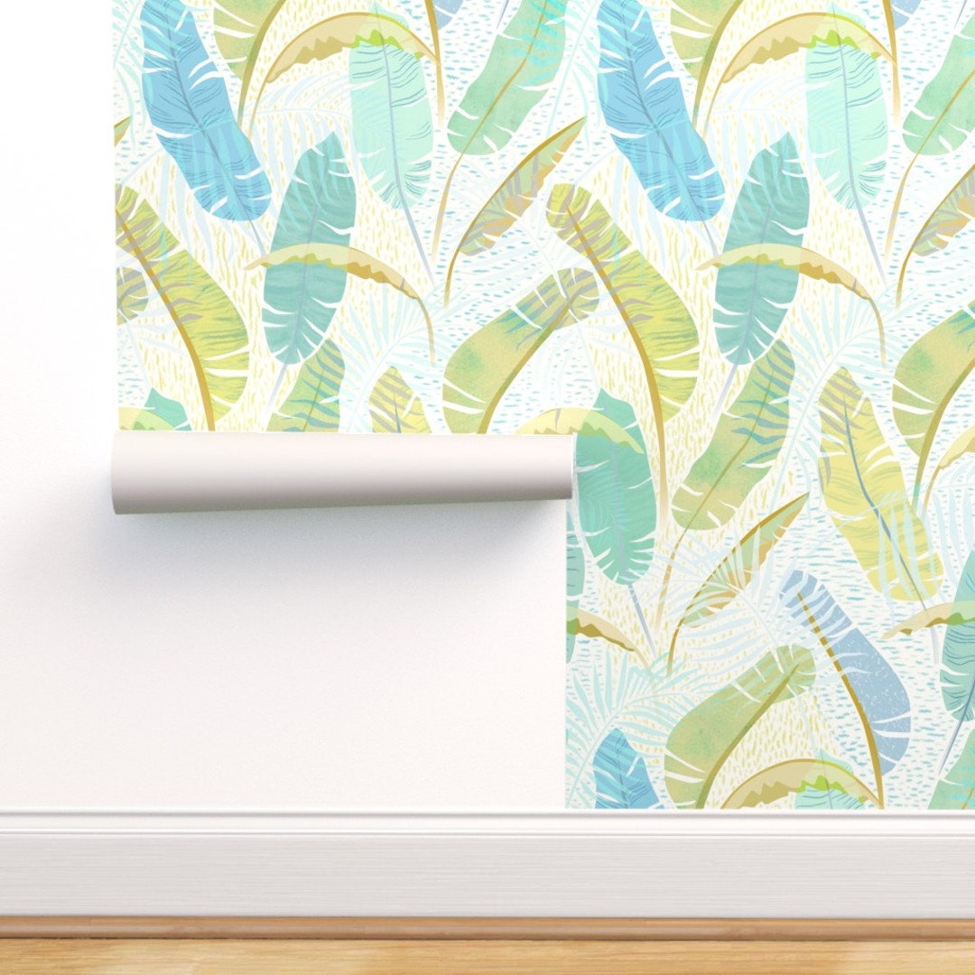 Pastel Jungle Commercial Grade Wallpaper Tropical Rest by Etsy