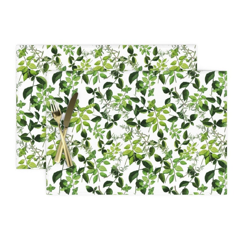 Botanical Garden Placemats set of 2 Herb Garden by Etsy
