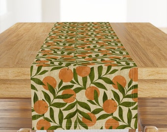 Vintage Orange Vines Table Runner - Orange Grove by tarareed - Retro Oranges French Citrus  Cotton Sateen Table Runner by Spoonflower