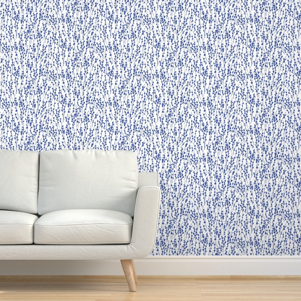 Botanical Plant Wallpaper Pussywillow Silhouettes by | Etsy