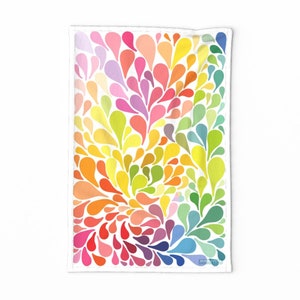 Rainbow Droplets Tea Towel - Rainbow Water Drops by jaanahalme - Geometric Abstract Colorful Linen Cotton Canvas Tea Towel by Spoonflower