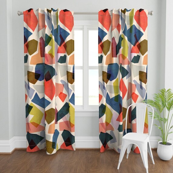 Modern Geometric Curtain Panel Color Block by Jenflorentine | Etsy