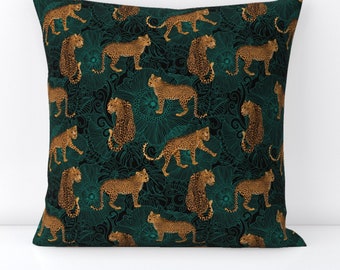 Maximalist Leopards Throw Pillow - Leopard Exotic Jungle by hnldesigns - Animal Print  Decorative Square Throw Pillow by Spoonflower