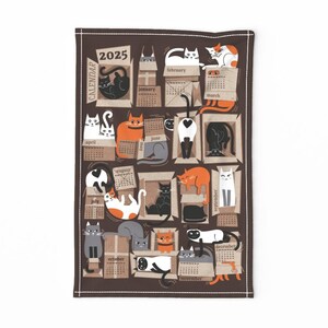 Torchon calendrier 2025 - Calendrier chats par selmacardoso - Torchons en toile de lin et lin pour animaux de compagnie en carton - Spoonflower