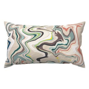 Modern Lumbar Pillow - Marbled Marbles by enariyoshi - Geology Inspired Geode Pastel Abstract  Rectangle Accent Throw Pillow
