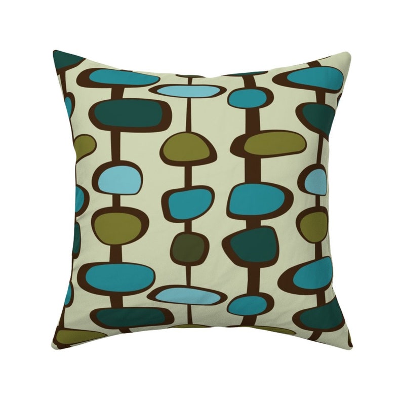 Mid Century Modern Throw Pillow Baubles Teal by Etsy
