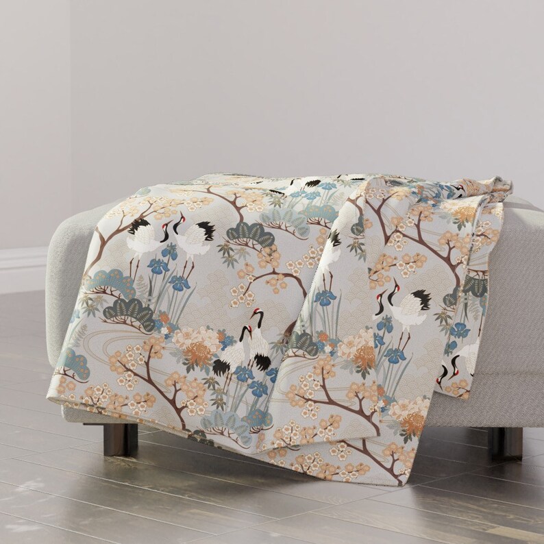 Japanese Garden Throw Blanket Japanese Garden Gray by Etsy