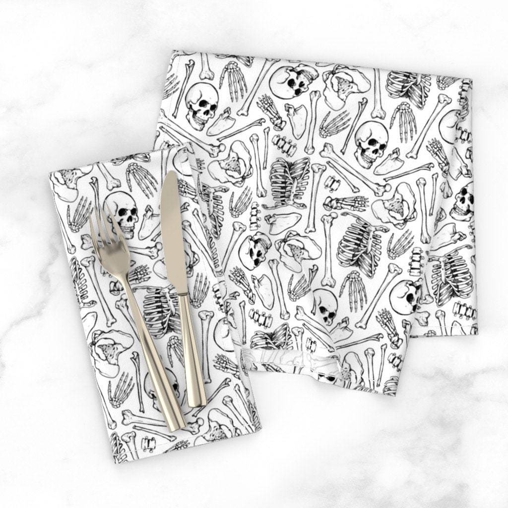 Discover Halloween Bones Dinner Napkins Skeleton Bones White by spookishdelight