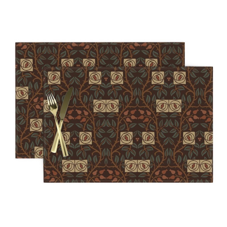 Antique Style Placemats Set of 2 Arts And Crafts York Etsy