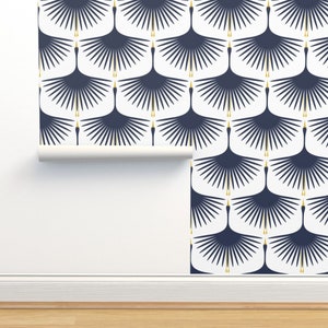 Midcentury Kraniche Nicht geklebte Tapete - Art Deco Schwäne von katerhees - Schwäne Klassische Art Deco Tapete Doppelrolle von Spoonflower