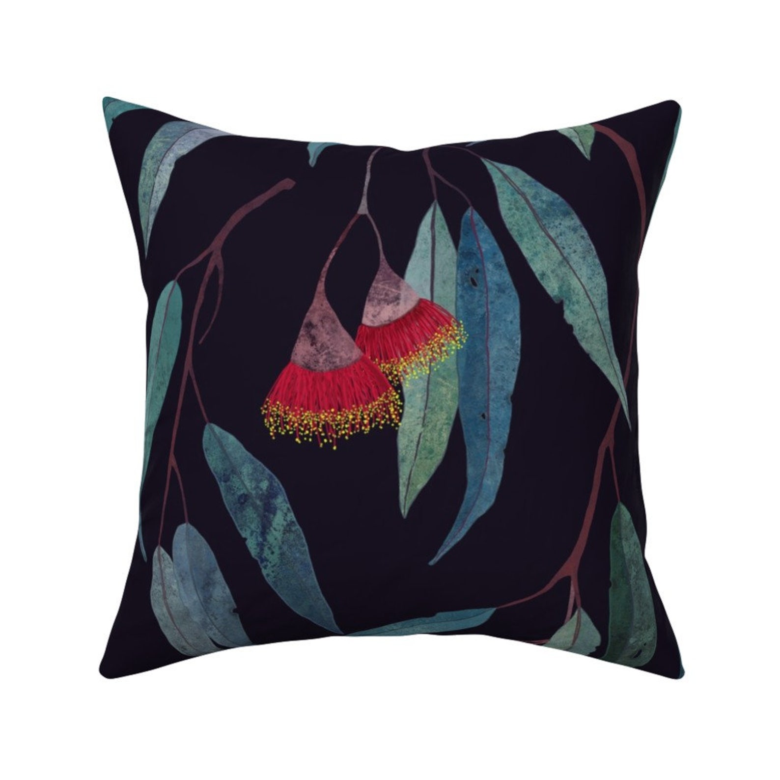 Eucalyptus Throw Pillow Eucalyptus Leaves And Flowers by Etsy