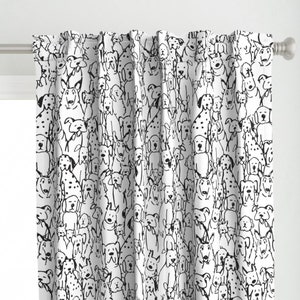 Canine Panel - Hundeleben Schwarz Weiß von shellyturnerdesigns - Pet Animal Love Freund Individueller Vorhang von Spoonflower