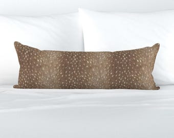Deer Spots XL Lumbar Pillow - Fawn Animal Print Woodland Extra Large Rectangle Lumbar Pillow - Soft Deer Taupe by willowlanetextiles -