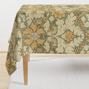 William Morris Tablecloth - Growing Damask by peacoquettedesigns - Arts And Crafts Antique Victorian Cotton Sateen Tablecloth by Spoonflower