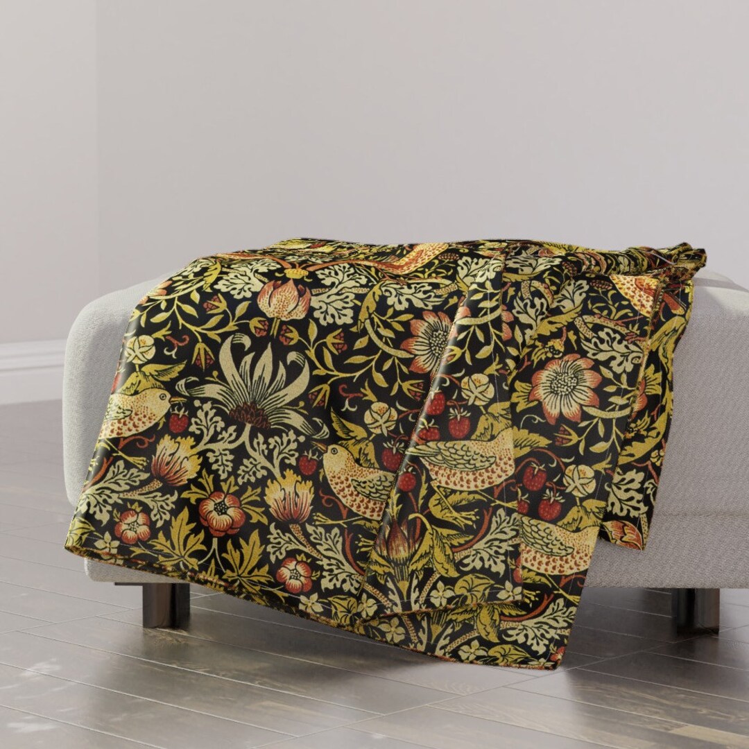 William Morris Throw Blanket Strawberry Thief by Peacoquettedesigns
