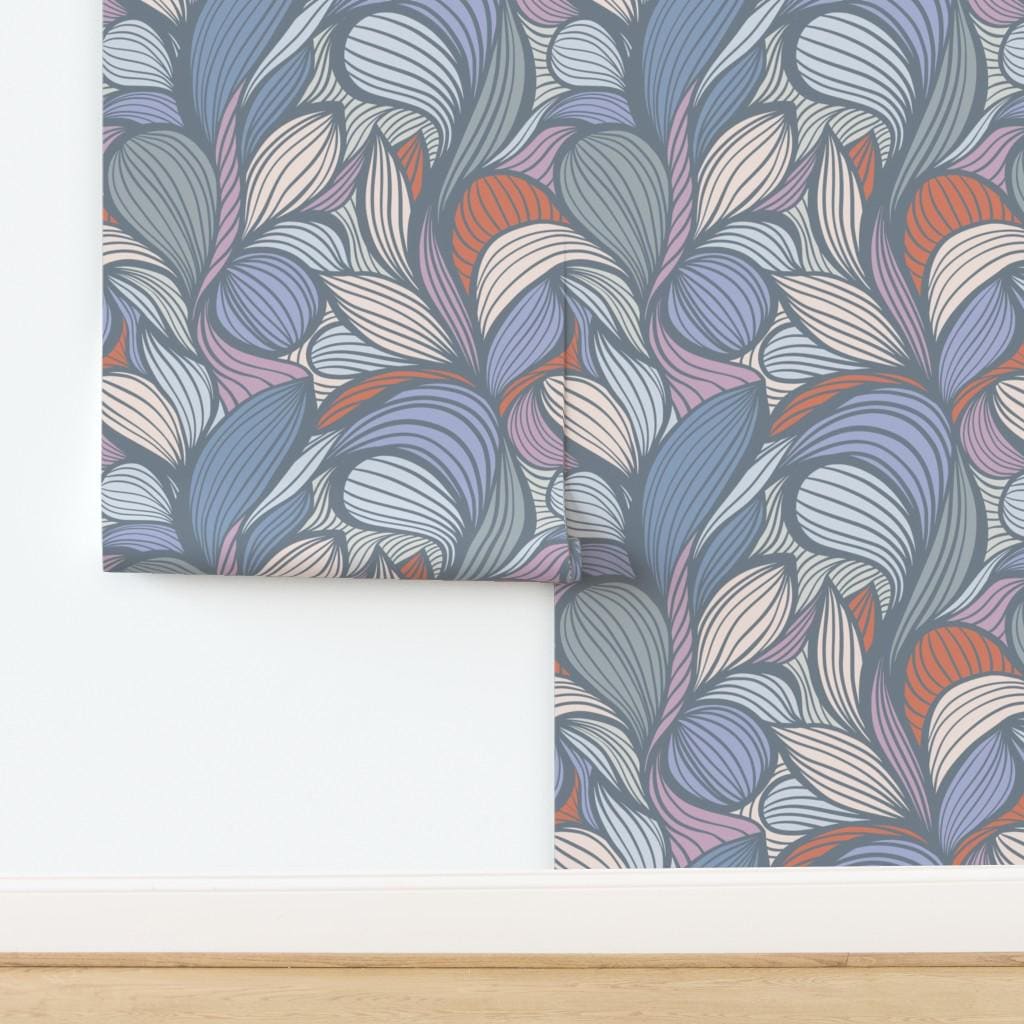 Modern Non-pasted Wallpaper Abstract Waves Contemporary Lines
