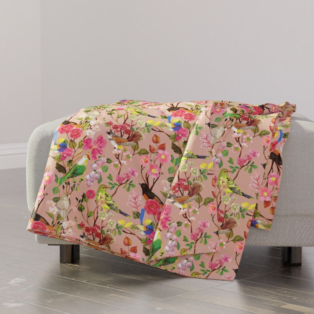 Roostery Plush Minky Throw Blanket 50 x 70 Damask Flowers Leaves Print Blanket by Spoonflower Roostery Plush Minky Throw Blanket 50 x 70 Damask Flowers Leaves Print Blanket by Spoonflower