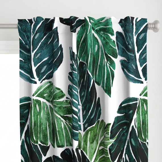 Tropische Monstera Panel - Tropischer Dschungel Groe Grnflchen Vorhang  Panel - Monstera Bltter von crystal_walen - - Etsy.de