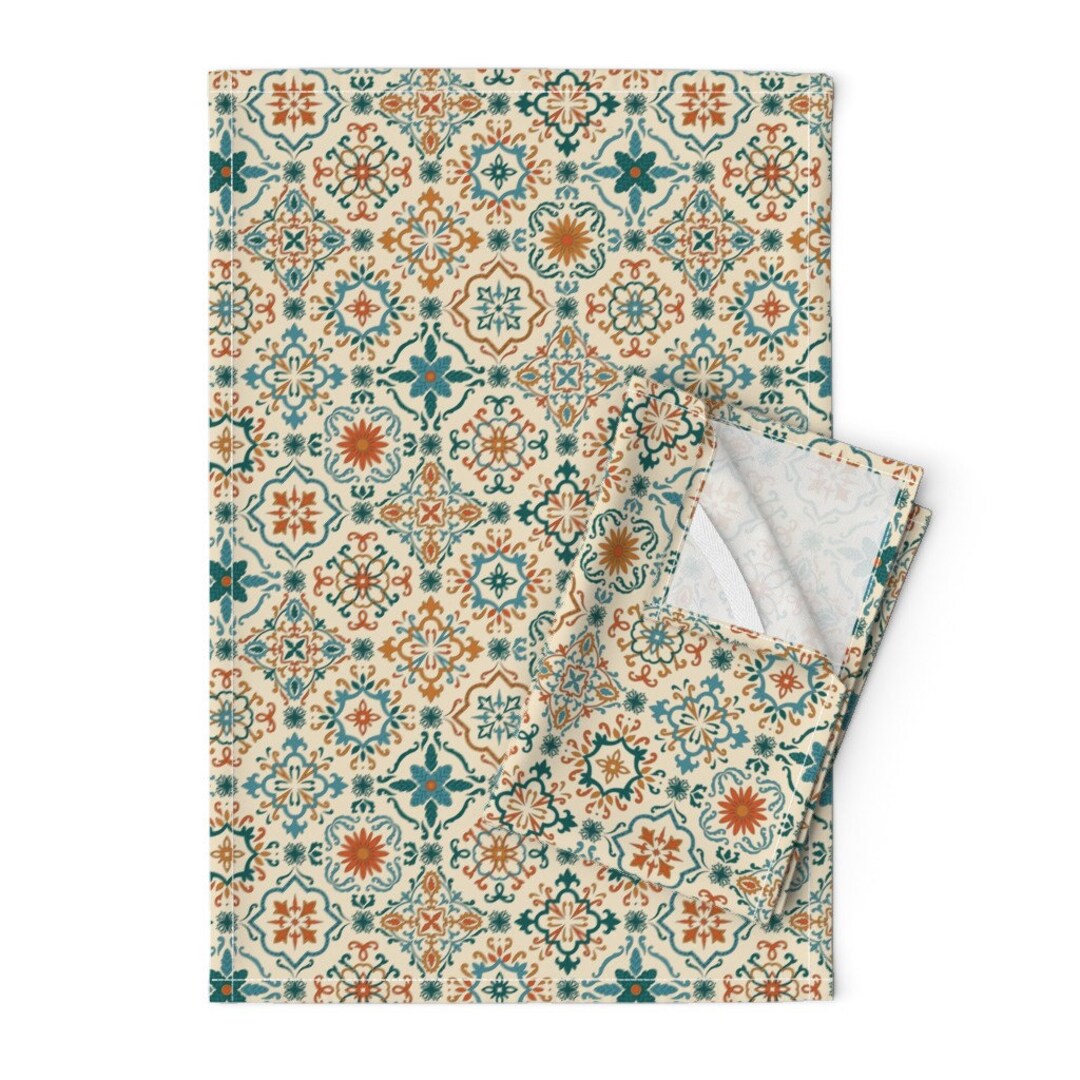 Spanish Tiled Tea Towels set of 2 Spanish Tiles by Etsy