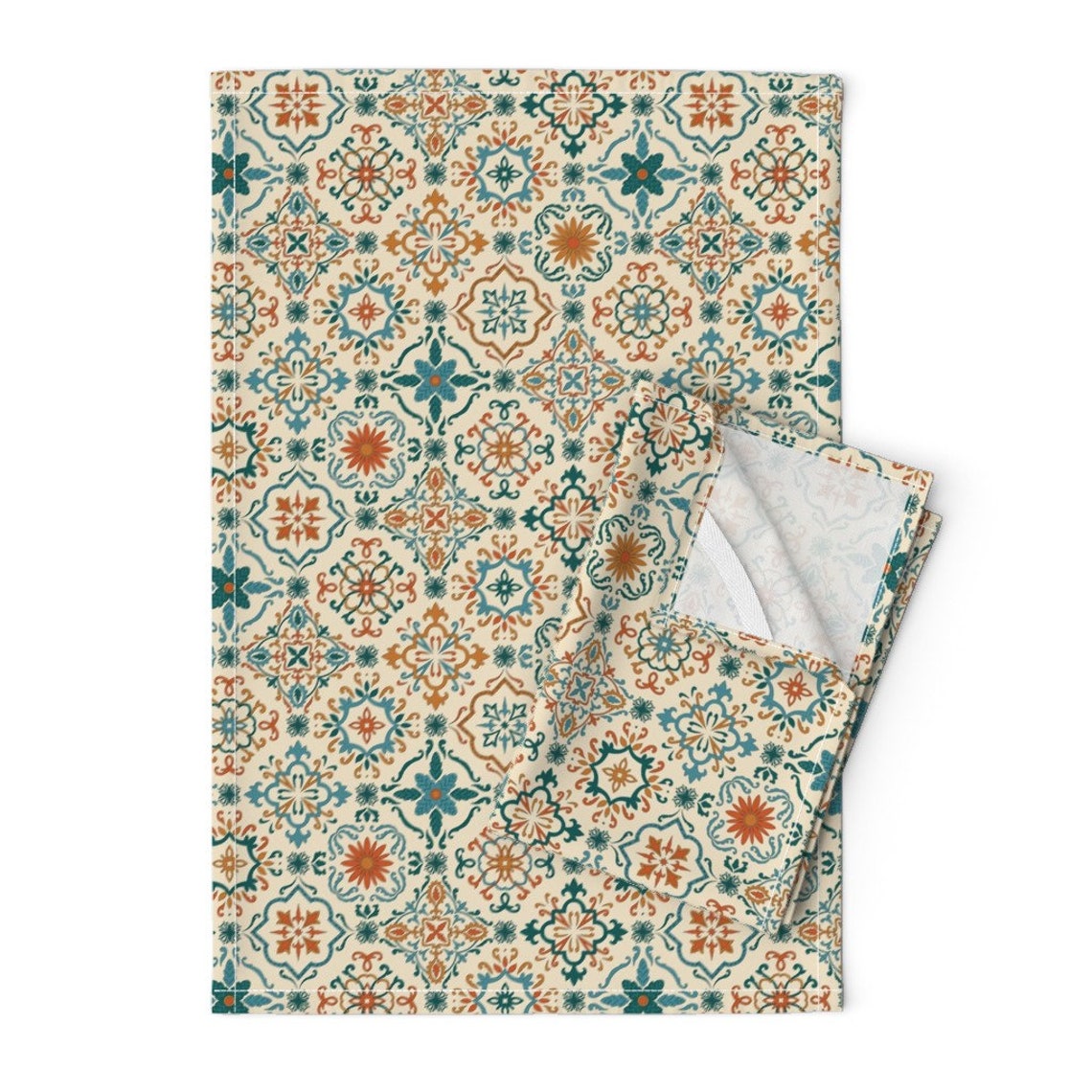Spanish Tiled Tea Towels Set of 2 Spanish Tiles de Etsy
