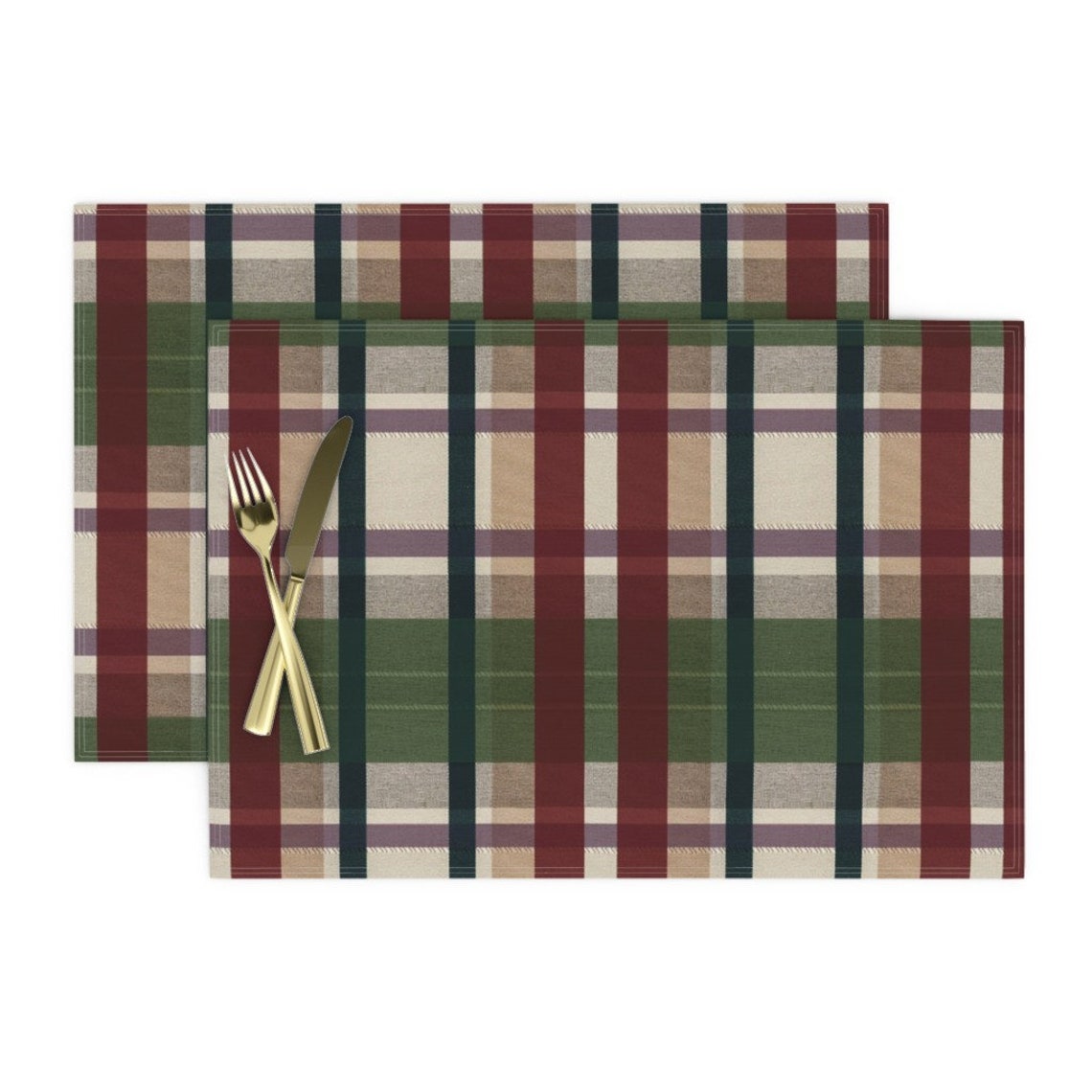 Tartan Placemats Set of 2 Dover Plaid Green Red Holiday by Etsy