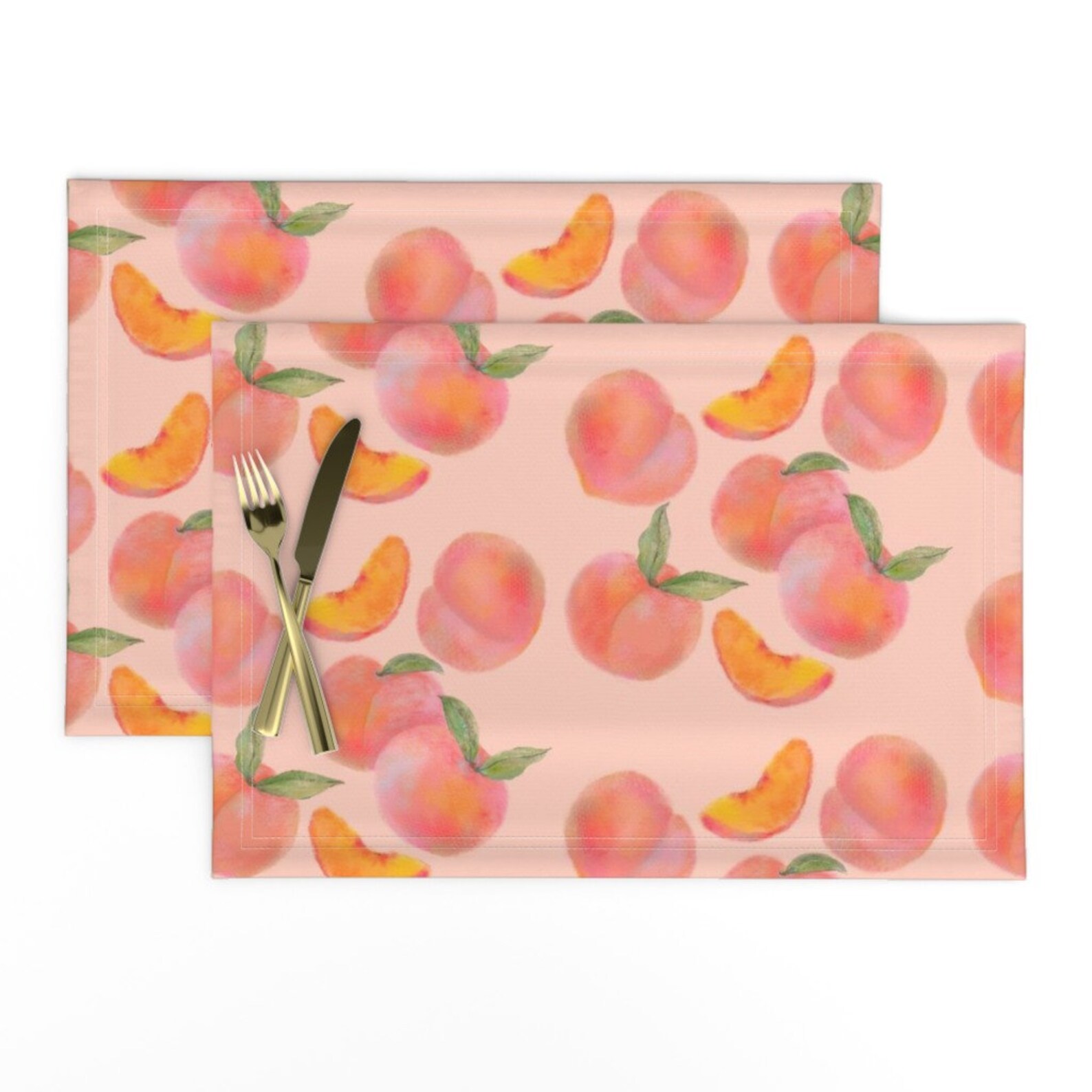 Peaches Placemats Set of 2 Peach Dream by polkyanddot Etsy