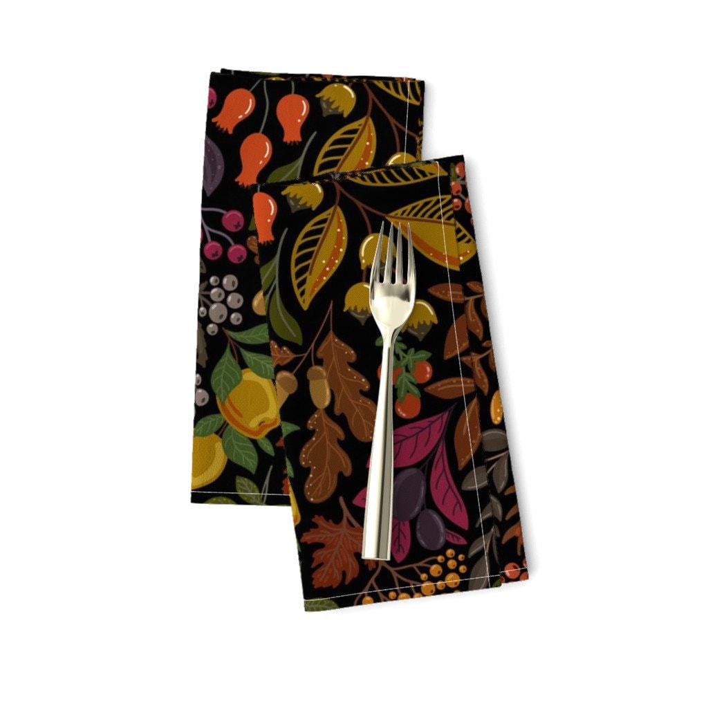 Floral Botanical Harvest Fall Fall Cotton Dinner Napkins by Roostery Set of 2 