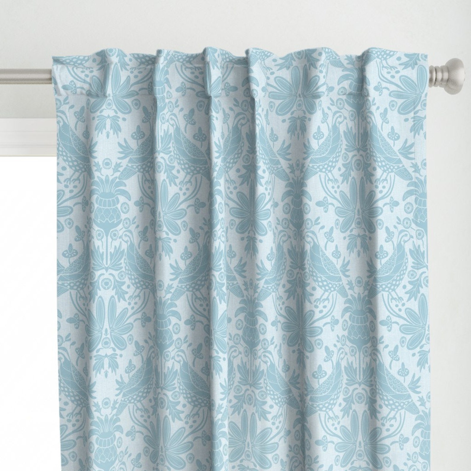 Blue Damask Curtain Panel Bobwhite And Thistle by Etsy