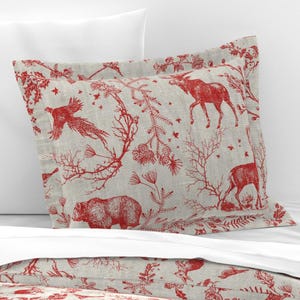 Woodland Toile Bedding - Winter Toile by nouveau_bohemian - Winter Holidays Cotton Sateen Duvet Cover OR Pillow Shams by Spoonflower image 7