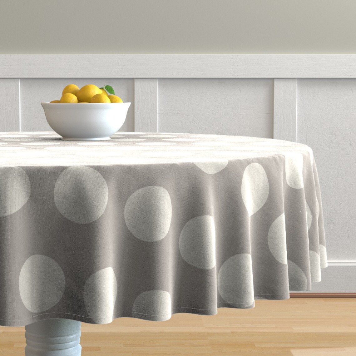 Polka Dots Round Tablecloth Jumbo Dots Gray by nadiahassan Etsy