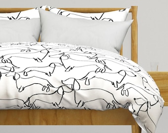Dachshund Cotton Sateen Duvet Cover – Black and White Dog Bedding
