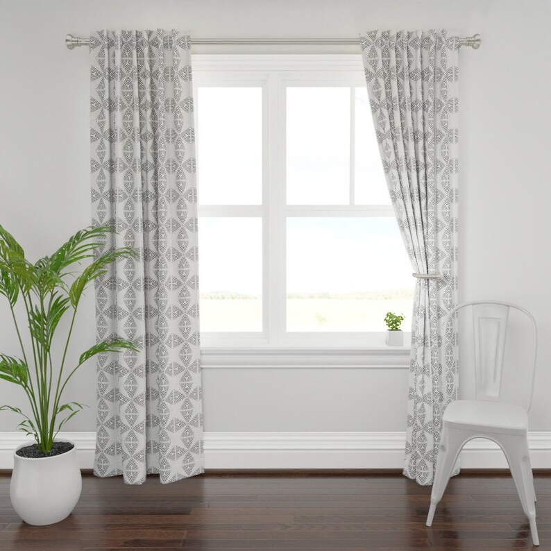 Mudcloth Geometric Black And White by red/_raspberry/_design Plus Custom Curtain Panel by Spoonflower Geometric Curtain Panel