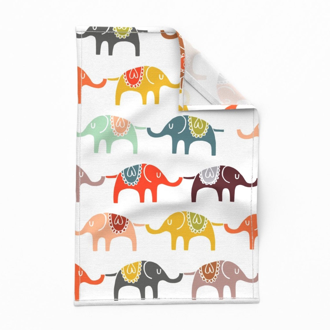 Colorful Elephant Tea Towels set of 2 Elephant March by Etsy