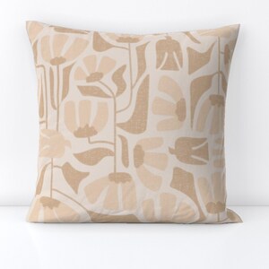 Minimalist Throw Pillow - Abstract Bird Floral by studio_birchwood - Birds  Floral Neutral Decorative Square Throw Pillow by Spoonflower