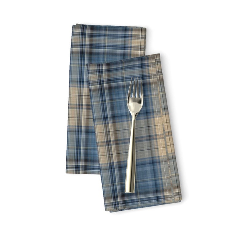 Set of 2 Tartan Dinner Napkins - Handmade Paper Plaid 2 by anniedeb Plaid Gingham Classic Nursery Cloth Napkins by Spoonflower