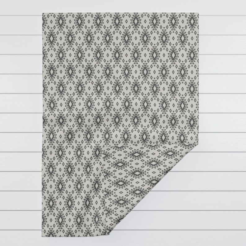 Tribal Gray Diamonds Throw Blanket with Spoonflower Fabric Cream /& Dark Gray With Diamonds by bohemiangypsyjane Aztec Throw Blanket